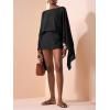 image:imageMakeMeChic Womens Linen Two Piece Set Summer Poncho Tops and Skort Going Out Beach Vacation OutfitsBlack
