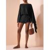 image:imageMakeMeChic Womens Linen Two Piece Set Summer Poncho Tops and Skort Going Out Beach Vacation OutfitsBlack