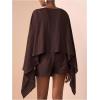 image:imageMakeMeChic Womens Linen Two Piece Set Summer Poncho Tops and Skort Going Out Beach Vacation OutfitsBrown