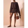 image:imageMakeMeChic Womens Linen Two Piece Set Summer Poncho Tops and Skort Going Out Beach Vacation OutfitsBrown