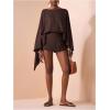 image:imageMakeMeChic Womens Linen Two Piece Set Summer Poncho Tops and Skort Going Out Beach Vacation OutfitsBrown