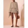 image:imageMakeMeChic Womens Linen Two Piece Set Summer Poncho Tops and Skort Going Out Beach Vacation OutfitsKhaki