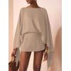image:imageMakeMeChic Womens Linen Two Piece Set Summer Poncho Tops and Skort Going Out Beach Vacation OutfitsKhaki