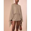 image:imageMakeMeChic Womens Linen Two Piece Set Summer Poncho Tops and Skort Going Out Beach Vacation OutfitsKhaki