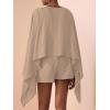 image:imageMakeMeChic Womens Linen Two Piece Set Summer Poncho Tops and Skort Going Out Beach Vacation OutfitsKhaki