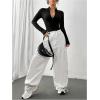 image:imageMakeMeChic Womens Long Sleeve Bodysuit Turtleneck Shapewear Half Zip Up Going Out Sexy TopsBlack