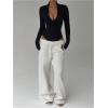 image:imageMakeMeChic Womens Long Sleeve Bodysuit Turtleneck Shapewear Half Zip Up Going Out Sexy TopsBlack B