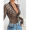 image:imageMakeMeChic Womens Long Sleeve Bodysuit Turtleneck Shapewear Half Zip Up Going Out Sexy TopsCoffee Brown