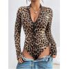 image:imageMakeMeChic Womens Long Sleeve Bodysuit Turtleneck Shapewear Half Zip Up Going Out Sexy TopsCoffee Brown