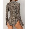 image:imageMakeMeChic Womens Long Sleeve Bodysuit Turtleneck Shapewear Half Zip Up Going Out Sexy TopsMulticolor