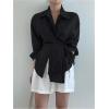 image:imageMakeMeChic Womens Long Sleeve Shirts Button Down Shirt Wrap Tie Front Office Blouse TopsBlack