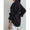 image:imageMakeMeChic Womens Long Sleeve Shirts Button Down Shirt Wrap Tie Front Office Blouse TopsBlack
