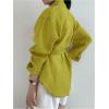 image:imageMakeMeChic Womens Long Sleeve Shirts Button Down Shirt Wrap Tie Front Office Blouse TopsMustard Yellow