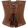 image:imageMakeMeChic Womens Mesh Strapless Bustier Corset Lace Up Back Overbust Tube TopsBrown