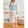 image:imageMakeMeChic Womens Metal Button Up Sweaters Cardigan Wrap V Neck Tie Back Long Sleeve Knit TopsBlue