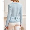 image:imageMakeMeChic Womens Metal Button Up Sweaters Cardigan Wrap V Neck Tie Back Long Sleeve Knit TopsBlue