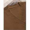image:imageMakeMeChic Womens Metal Button Up Sweaters Cardigan Wrap V Neck Tie Back Long Sleeve Knit TopsCoffee Brown