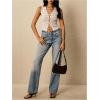 image:imageMakeMeChic Womens Metal Floral Summer Crop Tops V Neck Knit Split Sleeveless Sweater VestsApricot and White