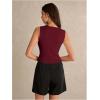 image:imageMakeMeChic Womens Metal Floral Summer Crop Tops V Neck Knit Split Sleeveless Sweater VestsBurgundy