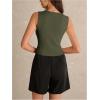 image:imageMakeMeChic Womens Metal Floral Summer Crop Tops V Neck Knit Split Sleeveless Sweater VestsGreen