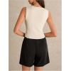 image:imageMakeMeChic Womens Metal Floral Summer Crop Tops V Neck Knit Split Sleeveless Sweater VestsWhite