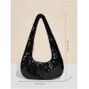 image:imageMakeMeChic Womens Metallic Glitter Sequin Underarm Bag Party Evening Hobo HandbagsBlack
