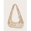 image:imageMakeMeChic Womens Metallic Glitter Sequin Underarm Bag Party Evening Hobo HandbagsGold