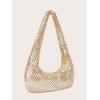 image:imageMakeMeChic Womens Metallic Glitter Sequin Underarm Bag Party Evening Hobo HandbagsGold