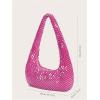 image:imageMakeMeChic Womens Metallic Glitter Sequin Underarm Bag Party Evening Hobo HandbagsHot Pink