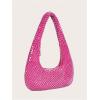 image:imageMakeMeChic Womens Metallic Glitter Sequin Underarm Bag Party Evening Hobo HandbagsHot Pink