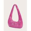 image:imageMakeMeChic Womens Metallic Glitter Sequin Underarm Bag Party Evening Hobo HandbagsHot Pink