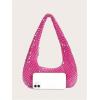 image:imageMakeMeChic Womens Metallic Glitter Sequin Underarm Bag Party Evening Hobo HandbagsHot Pink