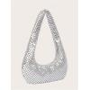 image:imageMakeMeChic Womens Metallic Glitter Sequin Underarm Bag Party Evening Hobo HandbagsSilver