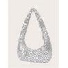 image:imageMakeMeChic Womens Metallic Glitter Sequin Underarm Bag Party Evening Hobo HandbagsSilver