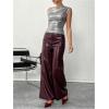 image:imageMakeMeChic Womens Metallic Sparkly Off The Shoulder Tops Ruched Sleeveless Fitted Party Tee ShirtSilver