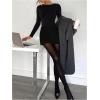 image:imageMakeMeChic Womens Mini Skirt with Shorts Underneath Work Office Bodycon Tweed SkirtsBlack