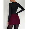 image:imageMakeMeChic Womens Mini Skirt with Shorts Underneath Work Office Bodycon Tweed SkirtsBurgundy