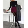 image:imageMakeMeChic Womens Mini Skirt with Shorts Underneath Work Office Bodycon Tweed SkirtsBurgundy