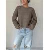image:imageMakeMeChic Womens Open Back Sweater Tie Backless Long Sleeve Crew Neck Y2K Knit TopsBrown