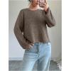 image:imageMakeMeChic Womens Open Back Sweater Tie Backless Long Sleeve Crew Neck Y2K Knit TopsBrown