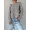 image:imageMakeMeChic Womens Open Back Sweater Tie Backless Long Sleeve Crew Neck Y2K Knit TopsLight Grey