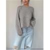 image:imageMakeMeChic Womens Open Back Sweater Tie Backless Long Sleeve Crew Neck Y2K Knit TopsLight Grey