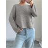 image:imageMakeMeChic Womens Open Back Sweater Tie Backless Long Sleeve Crew Neck Y2K Knit TopsLight Grey