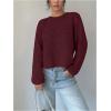 image:imageMakeMeChic Womens Open Back Sweater Tie Backless Long Sleeve Crew Neck Y2K Knit TopsRed a