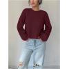 image:imageMakeMeChic Womens Open Back Sweater Tie Backless Long Sleeve Crew Neck Y2K Knit TopsRed a
