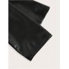image:imageMakeMeChic Womens PU Leather Cropped Jacket 34 Sleeve Pleated Open Front Coat OuterwearBlack