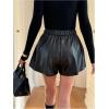 image:imageMakeMeChic Womens PU Leather High Waisted Shorts Elastic Wide Leg Flowy Dressy ShortsBlack