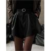image:imageMakeMeChic Womens PU Leather High Waisted Shorts Elastic Wide Leg Flowy Dressy ShortsBlack