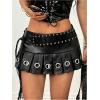 image:imageMakeMeChic Womens PU Leather Pleated Mini Skirt Tie Side Summer Going Out Y2K Short SkirtsBlack