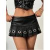 image:imageMakeMeChic Womens PU Leather Pleated Mini Skirt Tie Side Summer Going Out Y2K Short SkirtsBlack